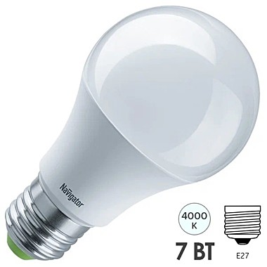 Лампа 7,0 LED Е27 А60 24-48В груша  4000К белый НИЗКОВОЛЬТНАЯ