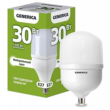 Лампа 30,0 LED Е27  4000К  х.б. для НКУ 
