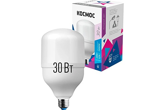 Лампа 30,0 LED Е27  6500К  х.б. для НКУ КОСМОС