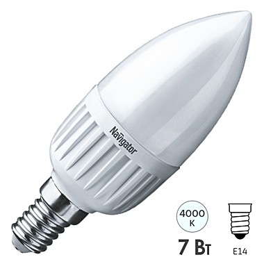 Лампа 7,0 LED Е14 свеча 4000К т.б NLL-C37