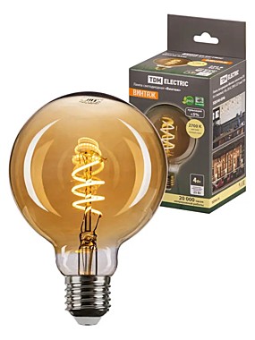 Лампа 4,0 LED Е27 ШАР золотистая 