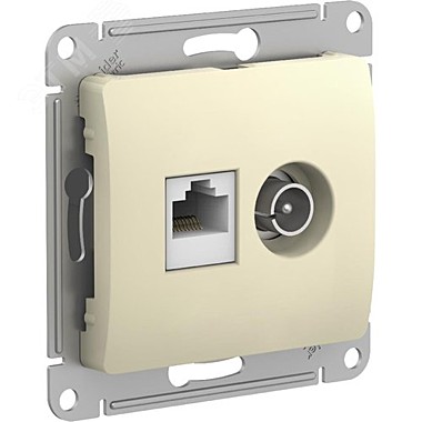 Розетка компьютер. 2М (RJ45кат.5E)+тв./механизм.бежевая ГЛОССА