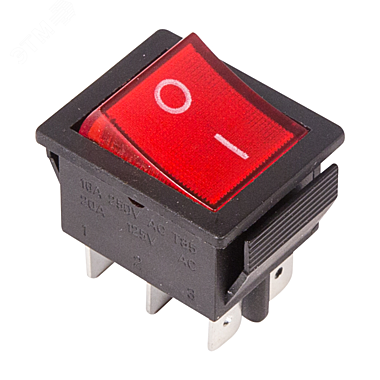 Выключатель-переключатель клавишный ON-ON 250V15A(6c) красный с подсветкой