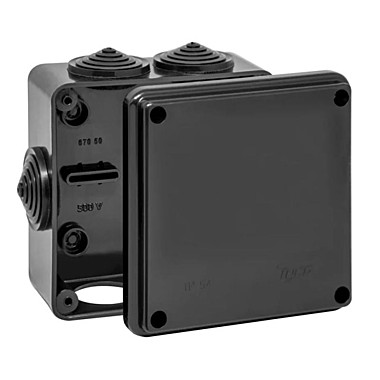 Коробка распределительная для открытой установки 100х100х50мм IP54 черная  67050 Тусо